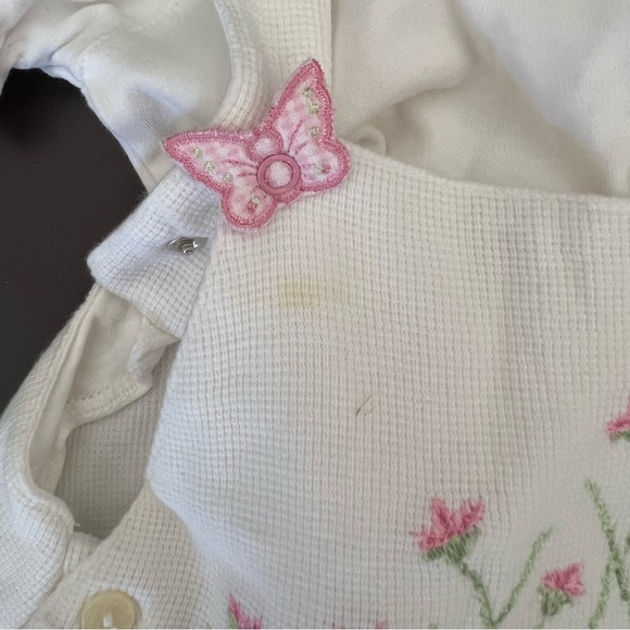 ◻️EMPORIO BABY: Girl size 24 months, cream floral jumpsuit w/undershirt preowned - Picture 6 of 10